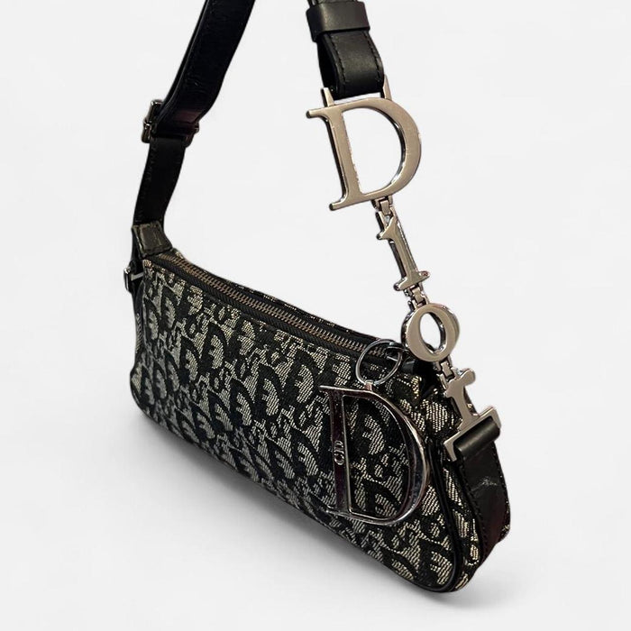 Dior vintage black & silver spellout shoulder bag