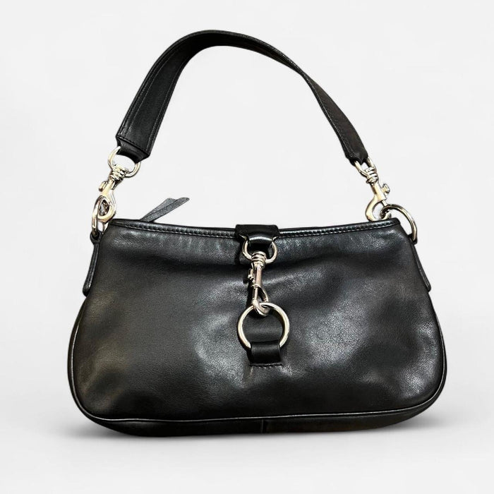Miu Miu black leather buckle shoulder bag