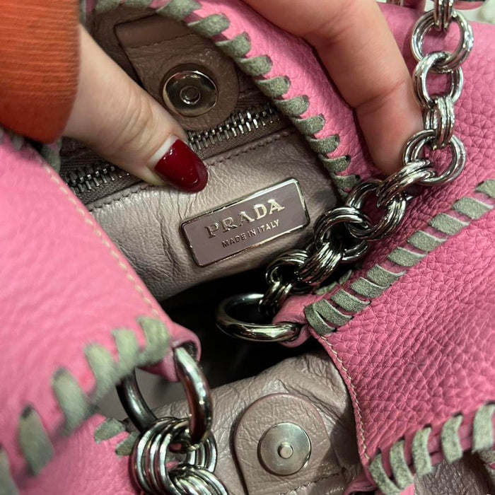 Prada vitello pink chain shoulder bag