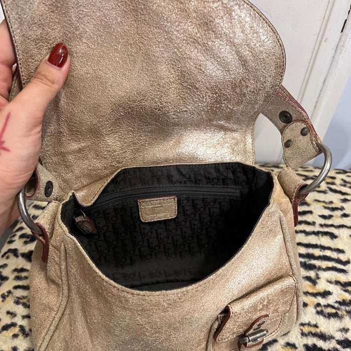 Christian Dior champagne small gaucho bag