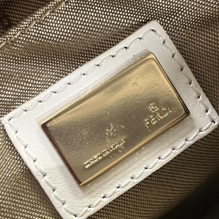 Fendi white leather shoulder bag