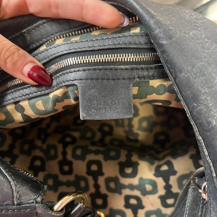 Gucci black leather guccissima hobo bag