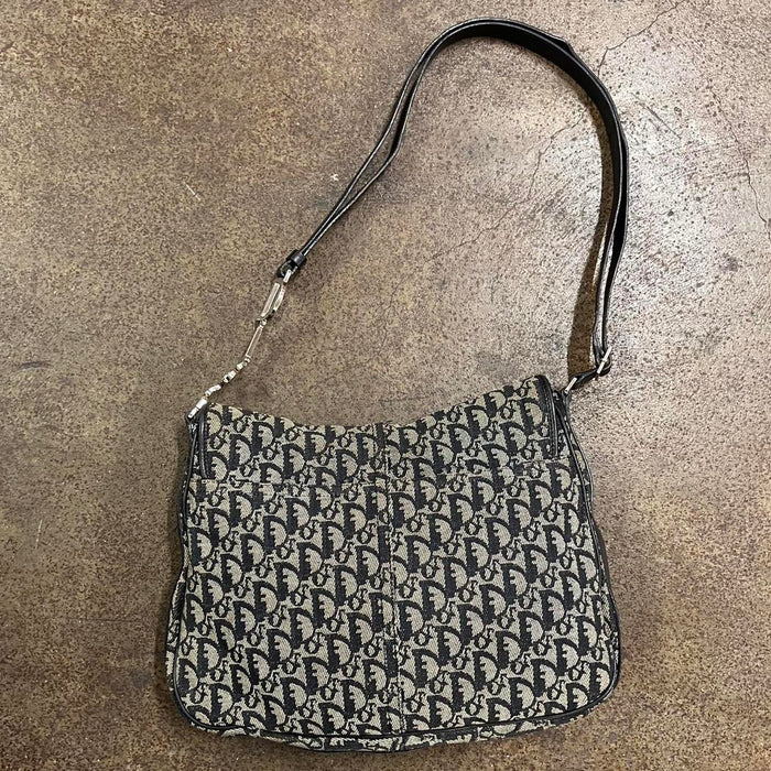 Christian Dior black trotter crossbody spellout strap bag