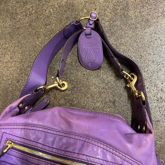 Gucci hysteria purple leather convertible shoulder bag & backpack