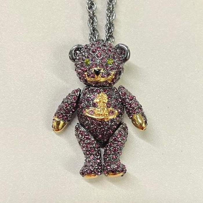 Vivienne Westwood vintage purple teddy diamanté necklace