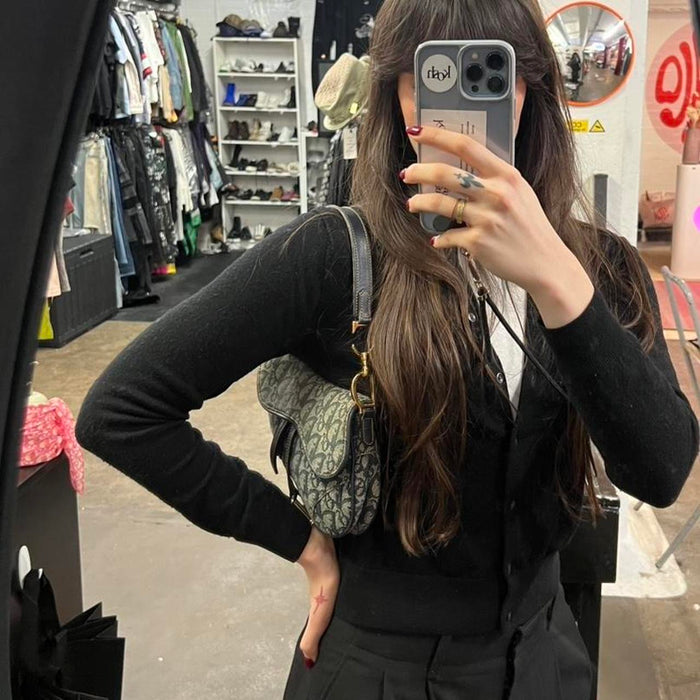 Christian Dior navy mini saddle bag