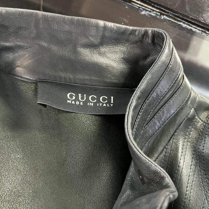 Gucci dark green leather jacket