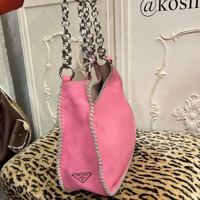 Prada vitello pink chain shoulder bag