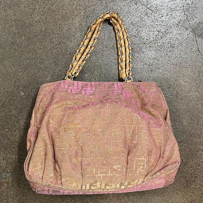 Fendi metallic pink & gold large Mia bag
