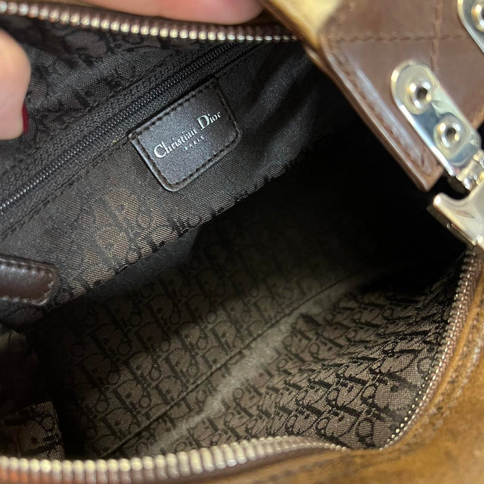 Dior brown shearling flight bag