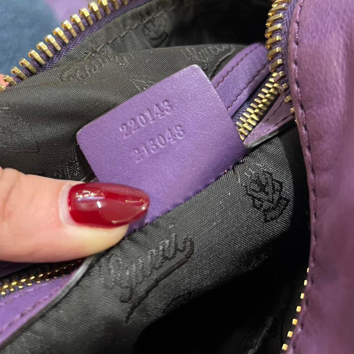 Gucci hysteria purple leather convertible shoulder bag & backpack
