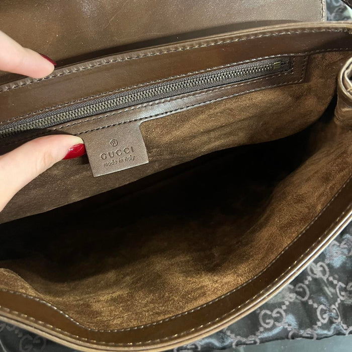 Gucci Britt brown leather shoulder bag