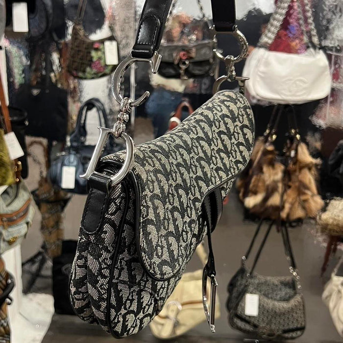 Christian Dior black oblique saddle bag