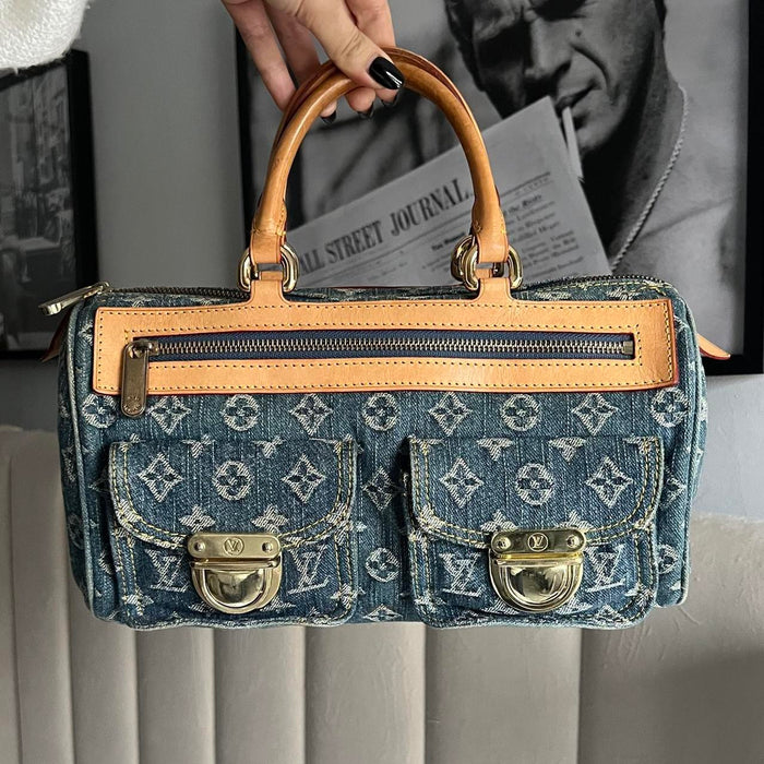 Louis Vuitton denim speedy handbag