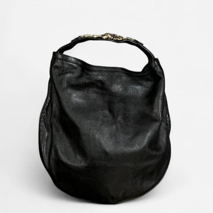 Gucci black leather horsebit bag