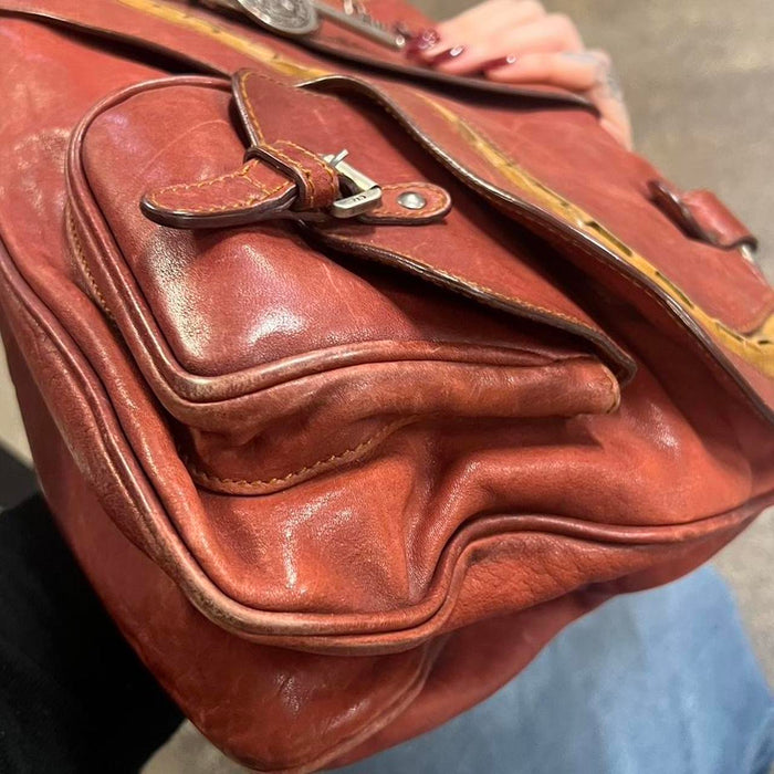 Christian Dior red gaucho saddle bag