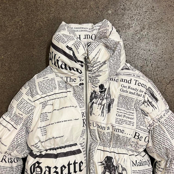 John Galliano newspaper puffer jacket