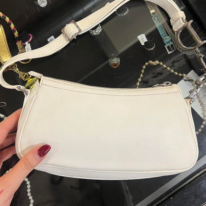 Christian Dior white leather spellout shoulder bag