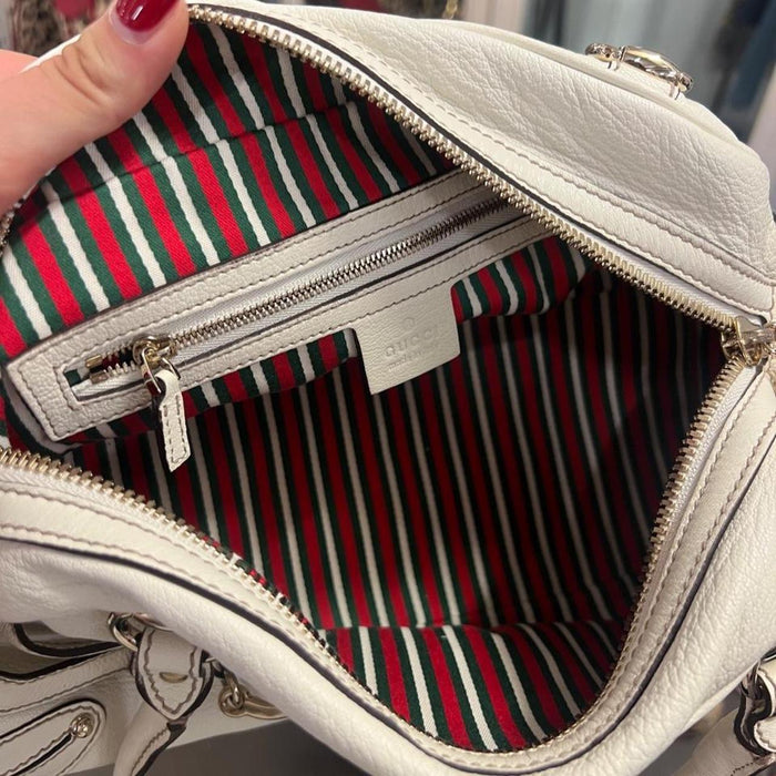 Gucci horsebit white Boston bag
