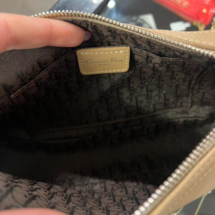 Christian Dior beige spellout shoulder bag