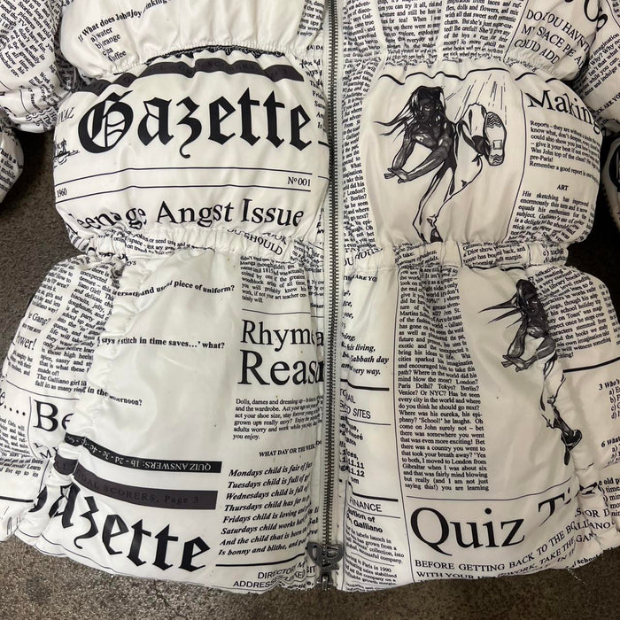 John Galliano newspaper puffer jacket
