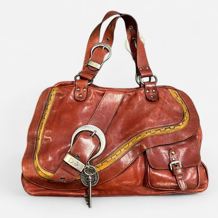 Christian Dior red gaucho saddle bag
