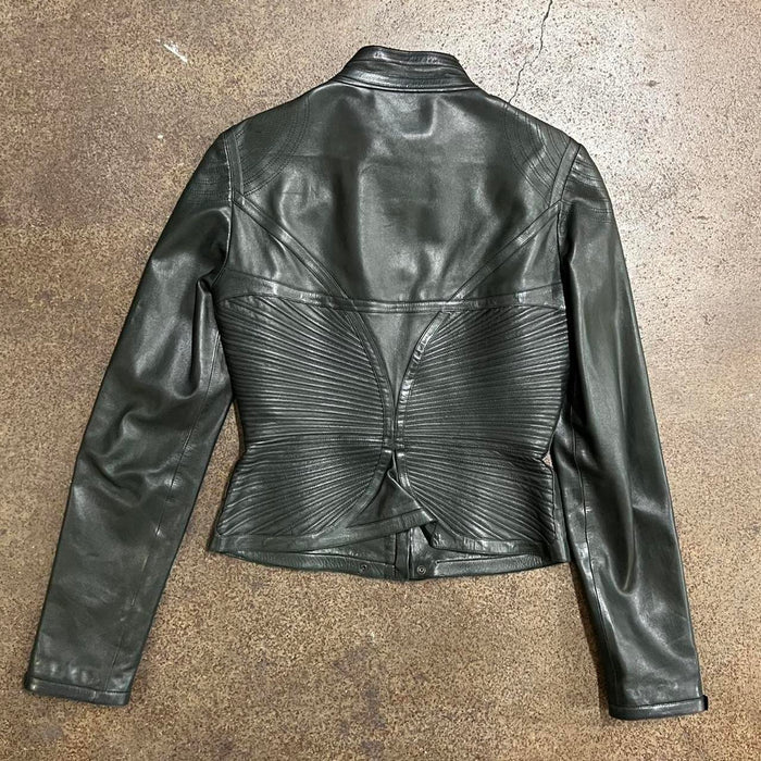 Gucci dark green leather jacket