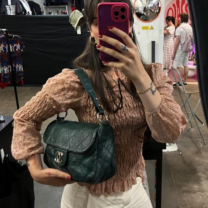 Chanel green on the road flap bag