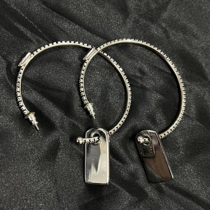 Christian Dior diamanté dog tag hoops