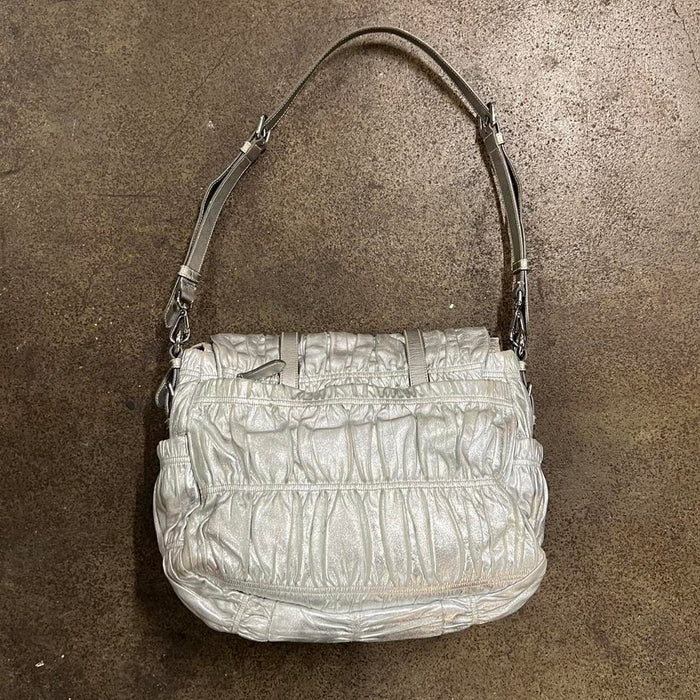 Prada gaufre silver messenger bag