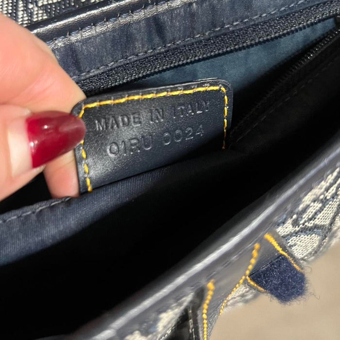 Christian Dior navy blue oblique saddle bag