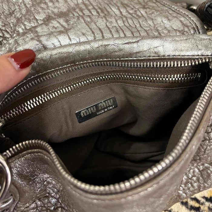 Miu Miu silver flower shoulder bag
