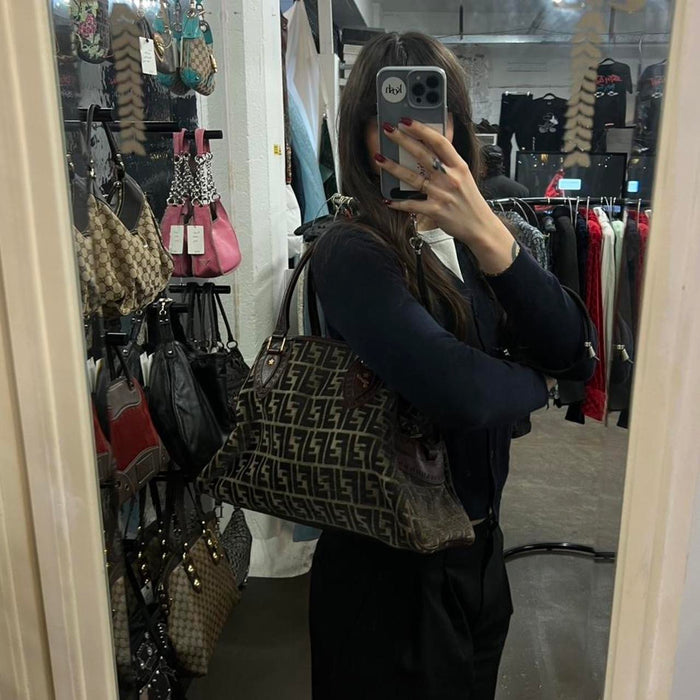 Fendi zucca velour shoulder bag