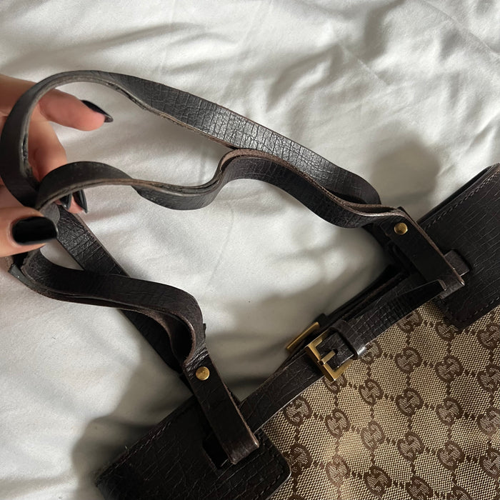 Gucci brown buckle shoulder bag