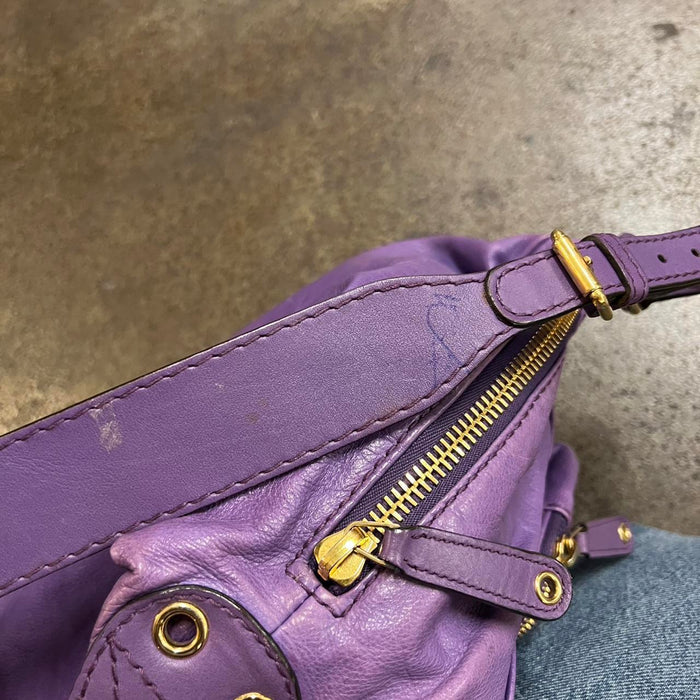 Gucci hysteria purple leather convertible shoulder bag & backpack