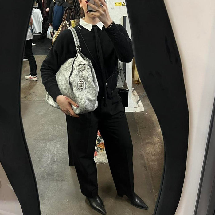 Gucci large silver sukey bag