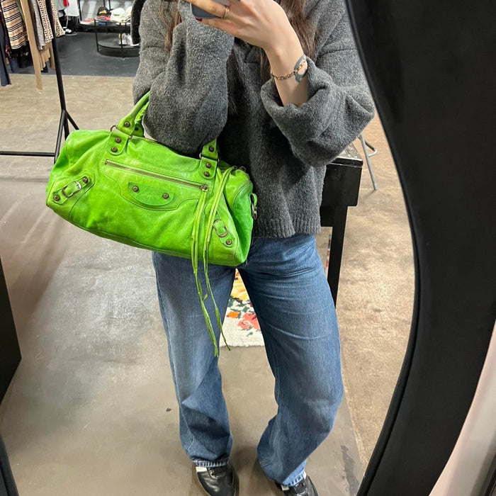 Balenciaga city apple green bag