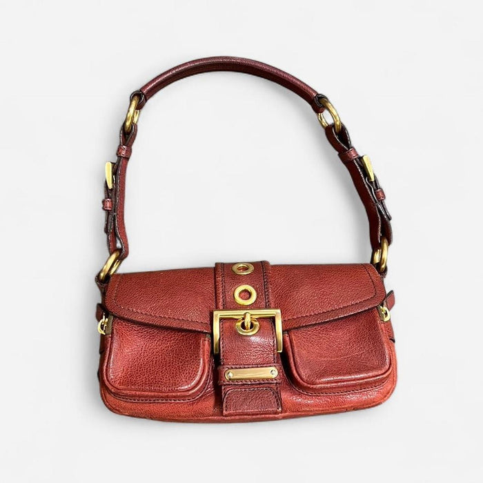 Prada red leather shoulder bag