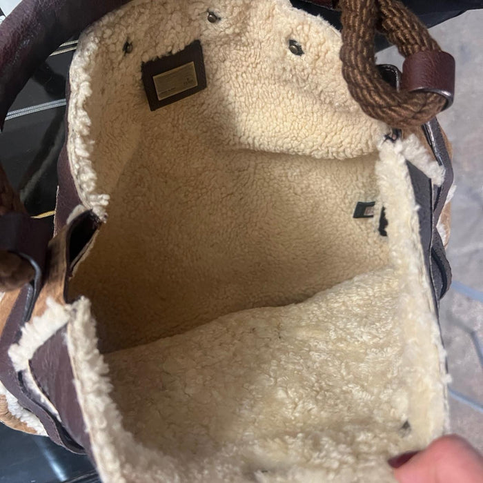 Fendi shearling leather shoulder bag