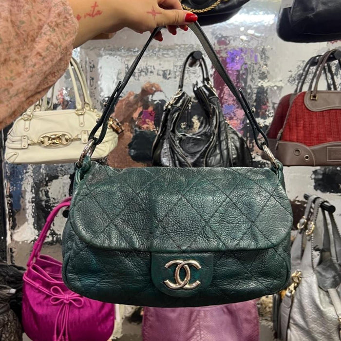 Chanel green on the road flap bag