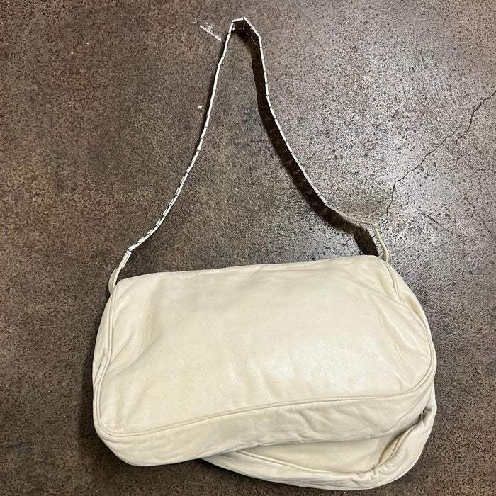 Christian Dior white oyster strap gaucho saddle bag