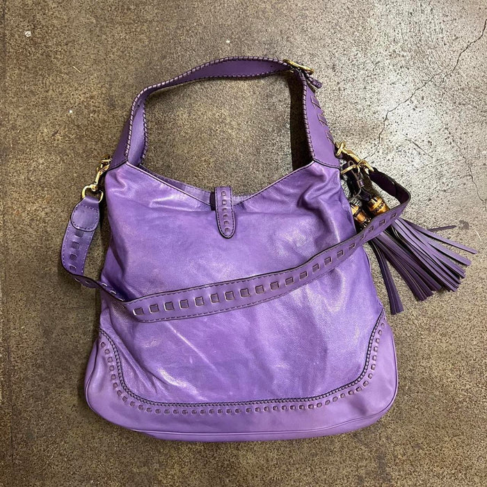 Gucci large Jackie purple leather shoulder bag
