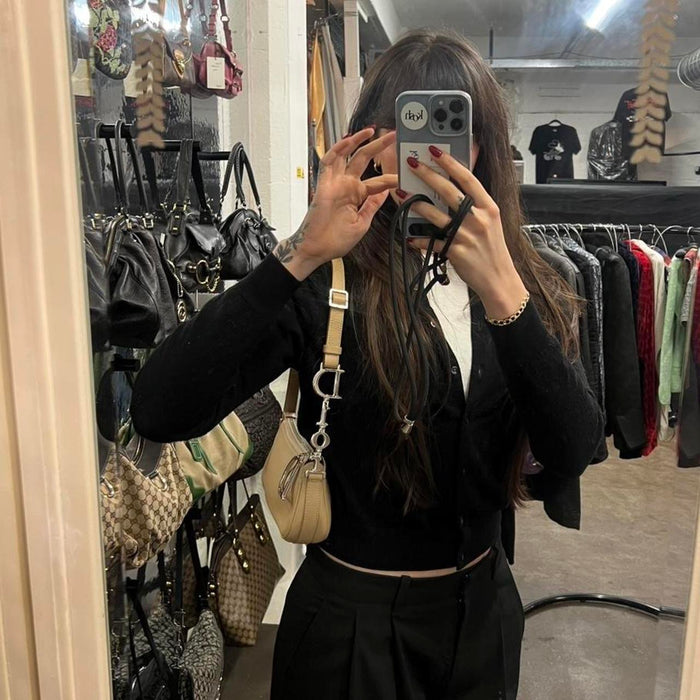 Christian Dior beige spellout shoulder bag