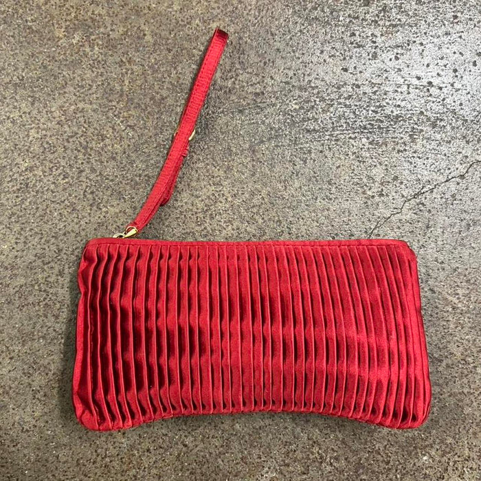 Miu Miu red satin pleated clutch