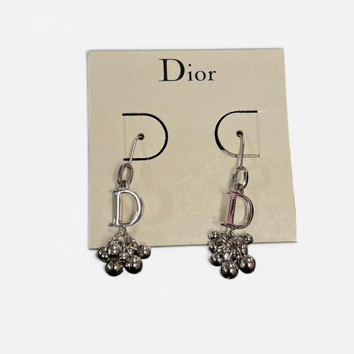 Christian Dior silver cluster D earrings