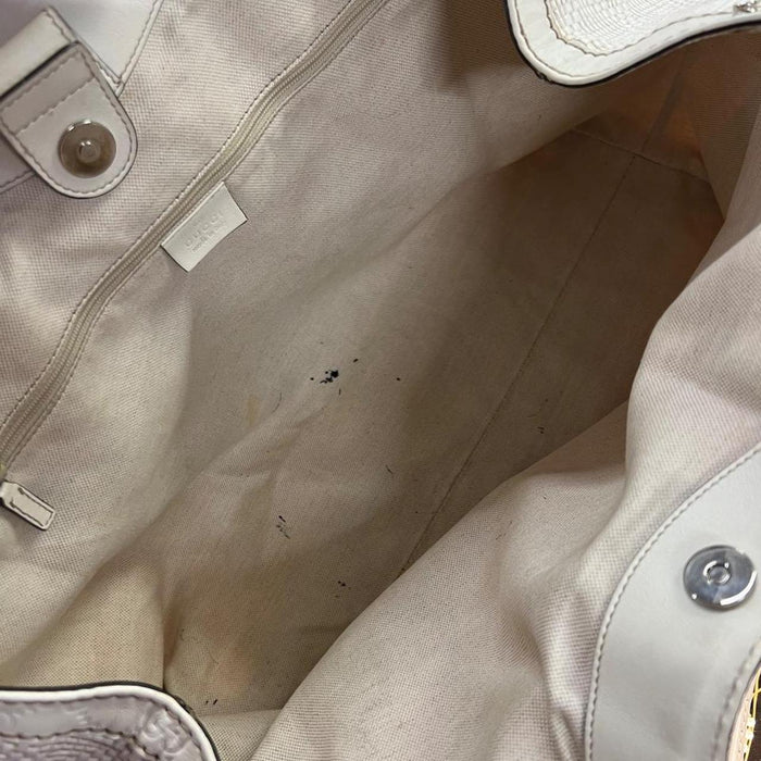 Gucci white diamanté large sukey bag