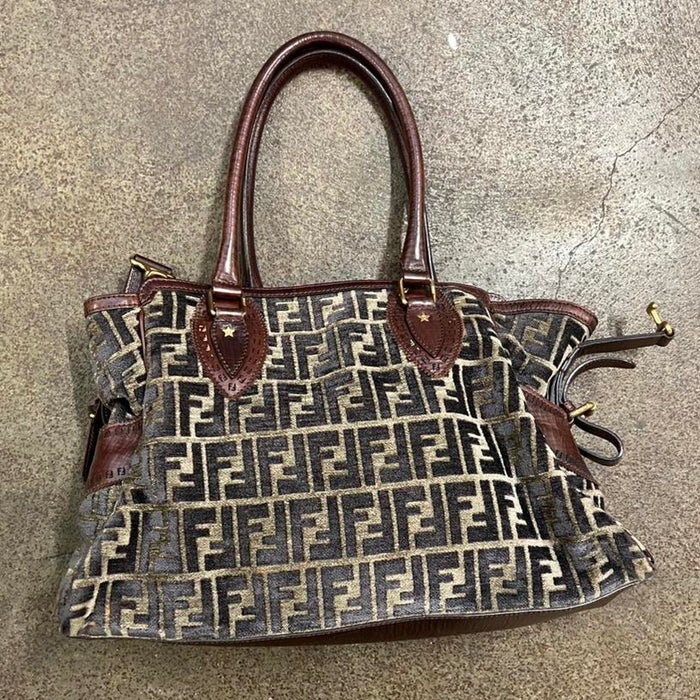 Fendi zucca velour shoulder bag
