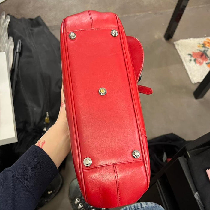 Christian Dior red patent double leather saddle bag