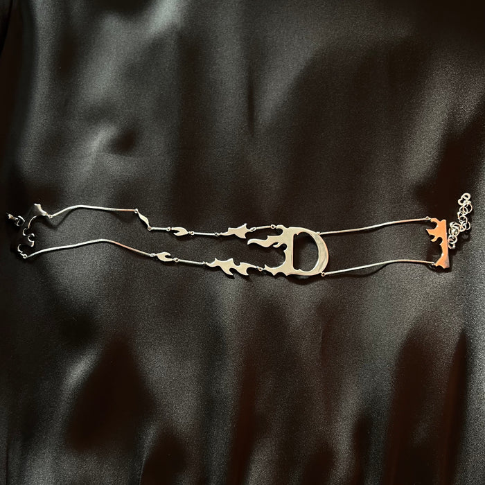 Dior silver flame choker necklace