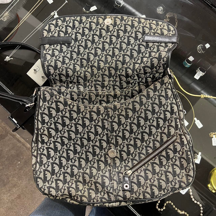 Christian Dior black trotter crossbody spellout strap bag